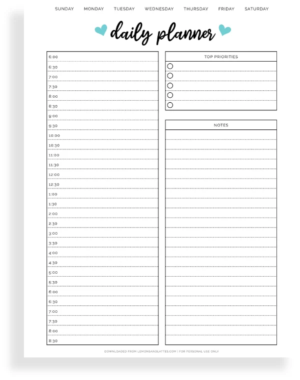 36 Free Hourly Planner Templates (Simple and Cute)