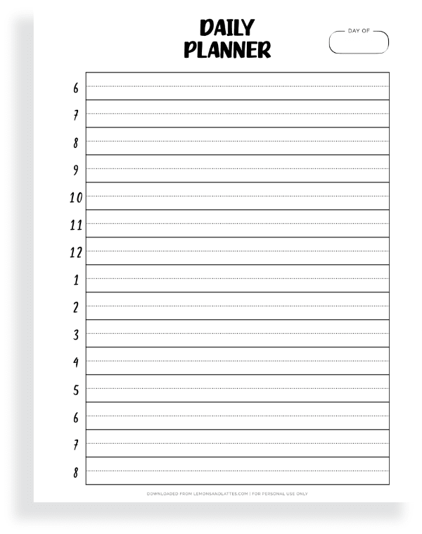 daily planner printable