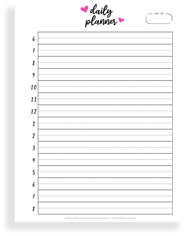 daily schedule printable