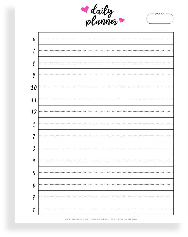 daily schedule printable
