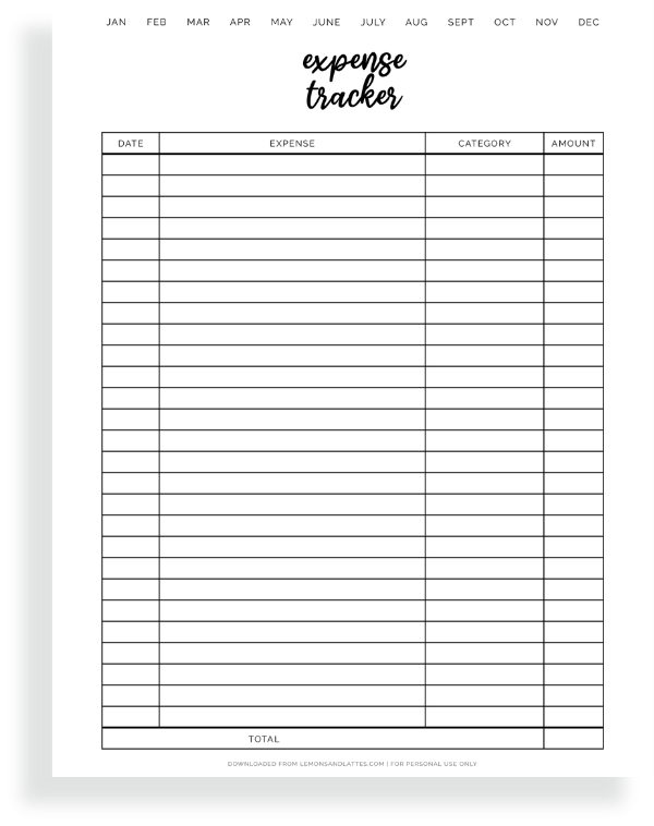 printable expense tracker