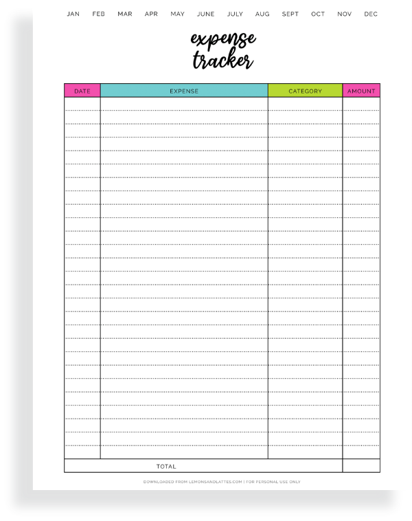 printable expense tracker