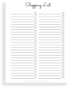 Printable Shopping Lists for Grocery Trips and More