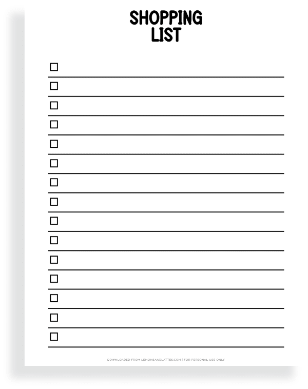 26 Free Printable Shopping Lists for Grocery Trips and More