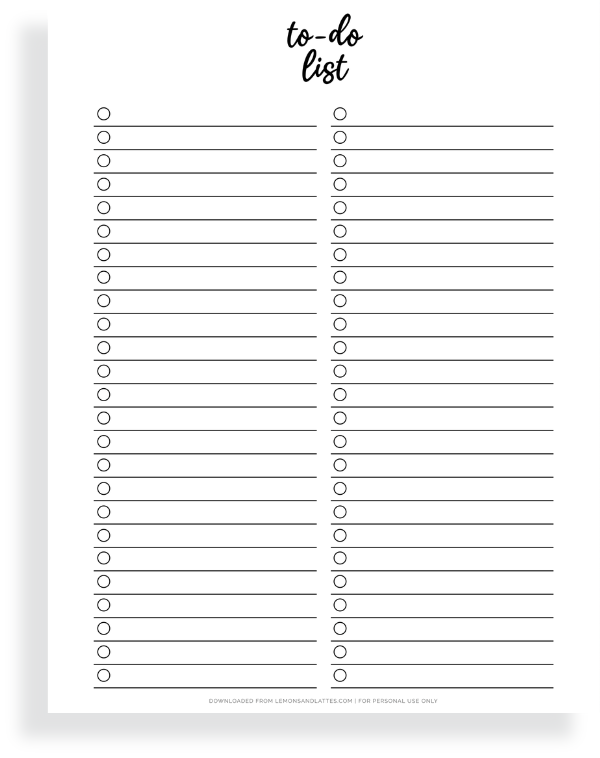 to do list printable