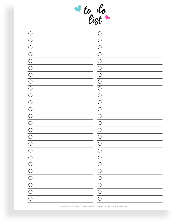 to do list printable