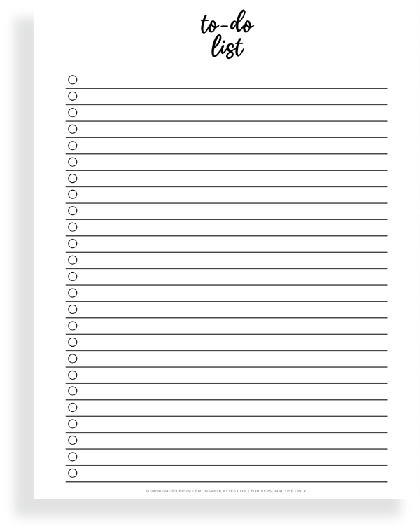 to do list printable