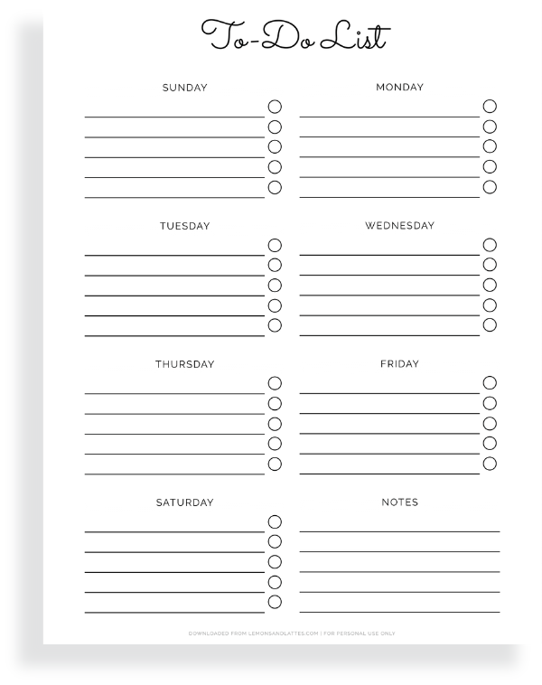 to do list printable