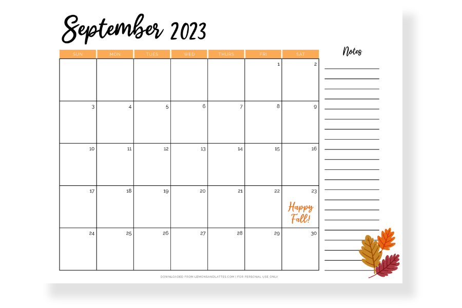 autumn calendar