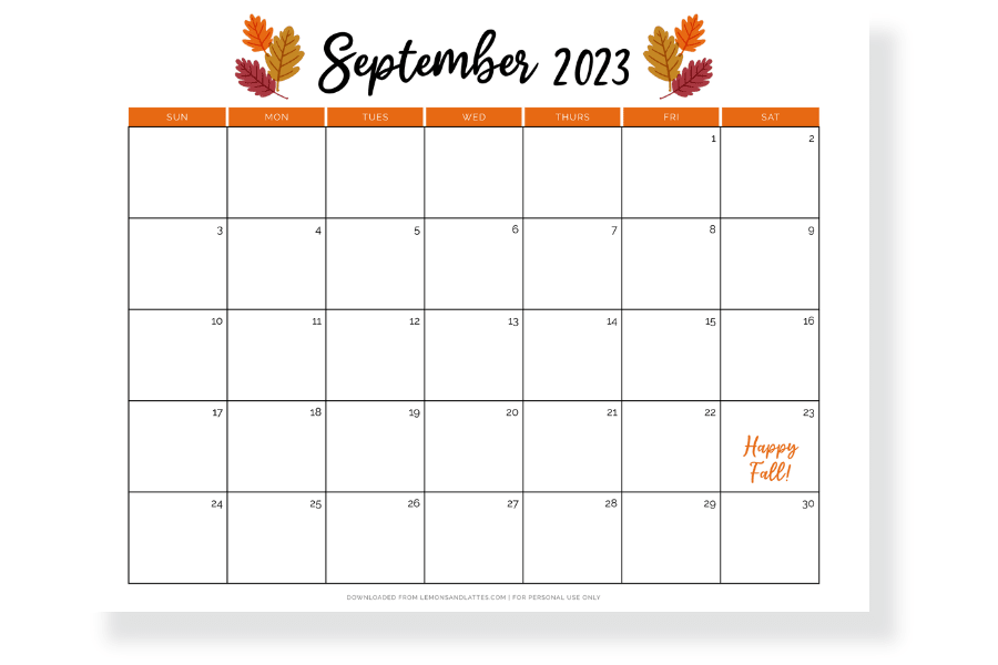 autumn calendar