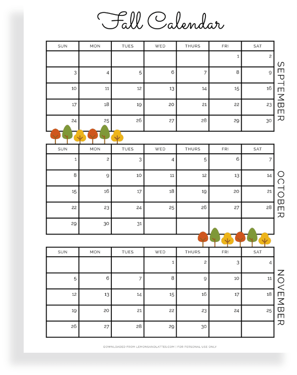 fall calendar