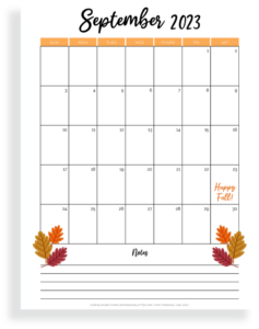 19 Free Fall Calendar Printables