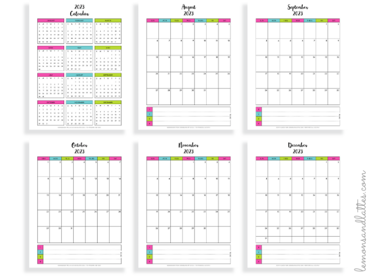monthly-printable-calendars - Lemons and Lattes
