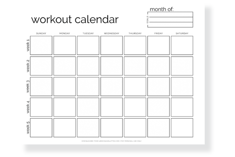 Monthly Workout Calendar Printables Monthly Workout Calendar Printables