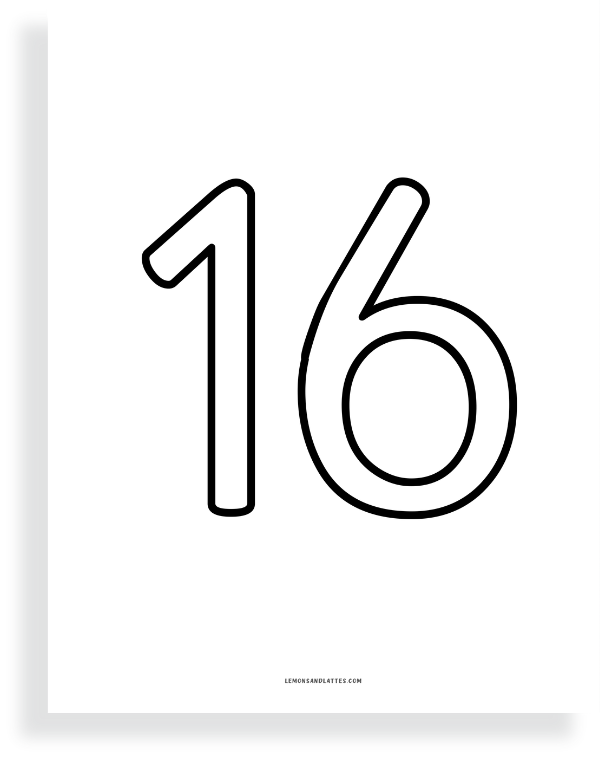 printable number sixteen