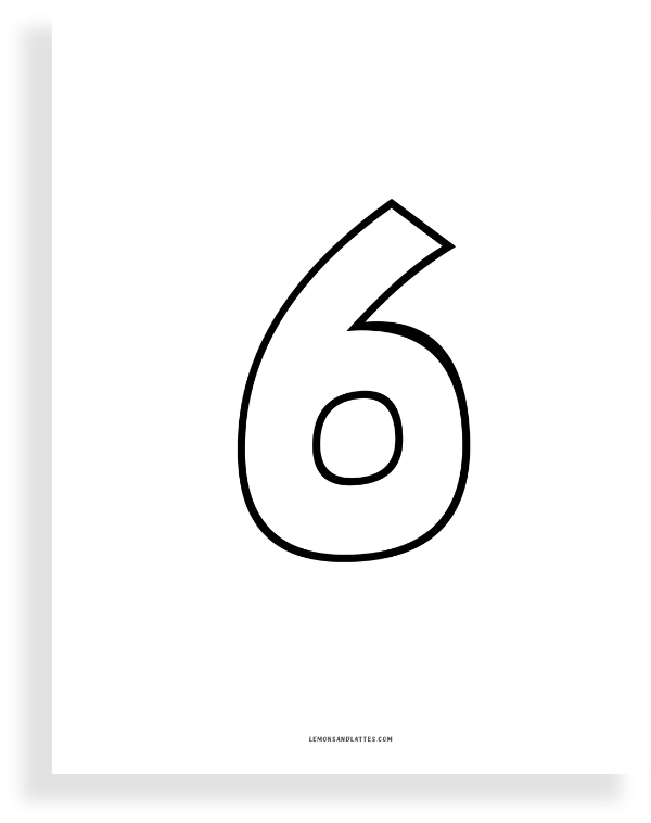 printable bubble number 6