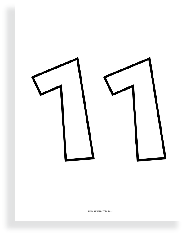 printable bubble number 11