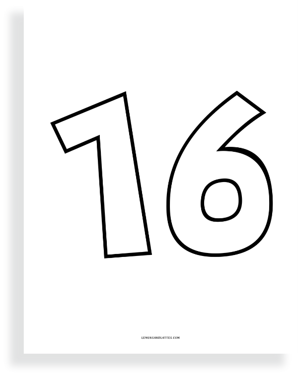 printable bubble number 16