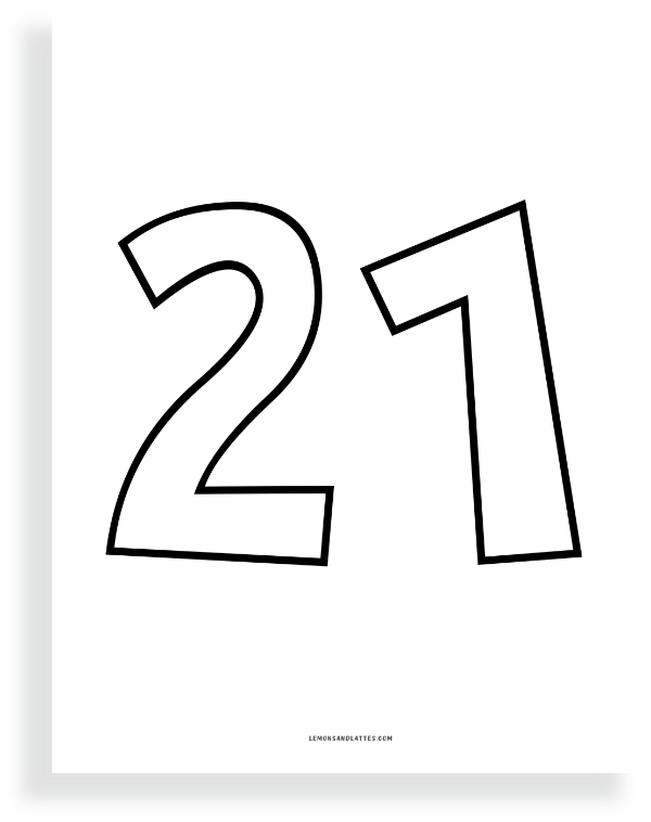 printable bubble number 21