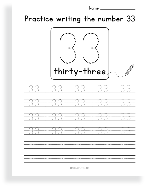 number tracing worksheet
