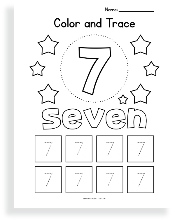 color and trace the number 7