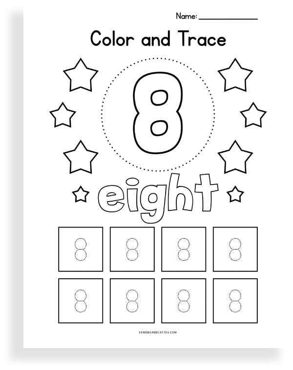 color and trace the number 8