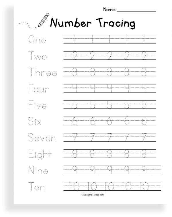 tracing by number worksheet