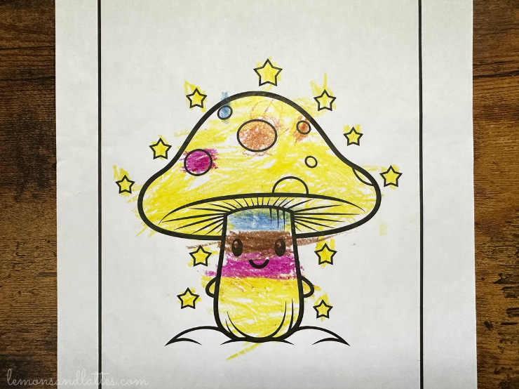 cute mushroom coloring sheet