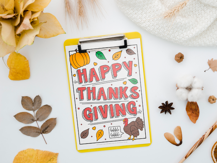 happy thanksgiving coloring page