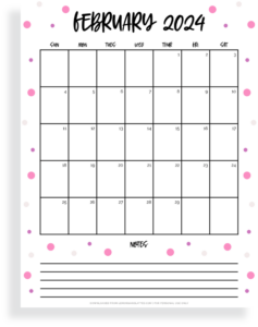 20 Cute Printable February 2024 Calendars