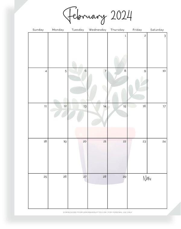 20 Cute Printable February 2024 Calendars