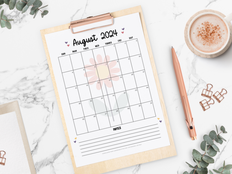 20 Cute Printable August 2024 Calendars