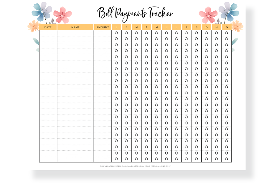 bill payments tracker