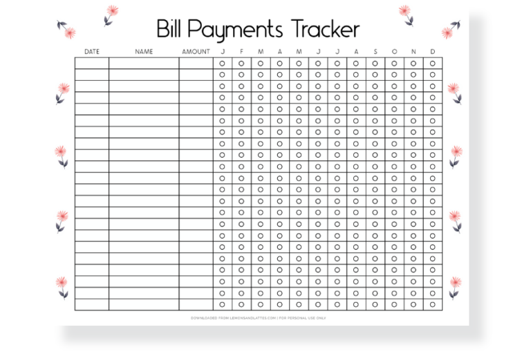 20 Free Monthly Bill Trackers to Keep You Organized