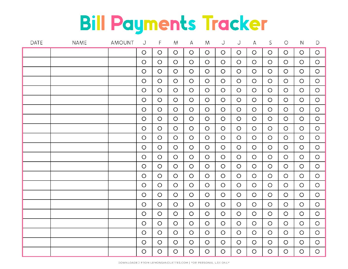bill-payments-checklist19 - Lemons and Lattes