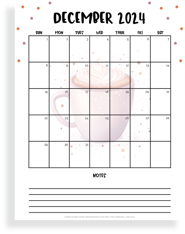 20 Cute Printable December 2024 Calendars