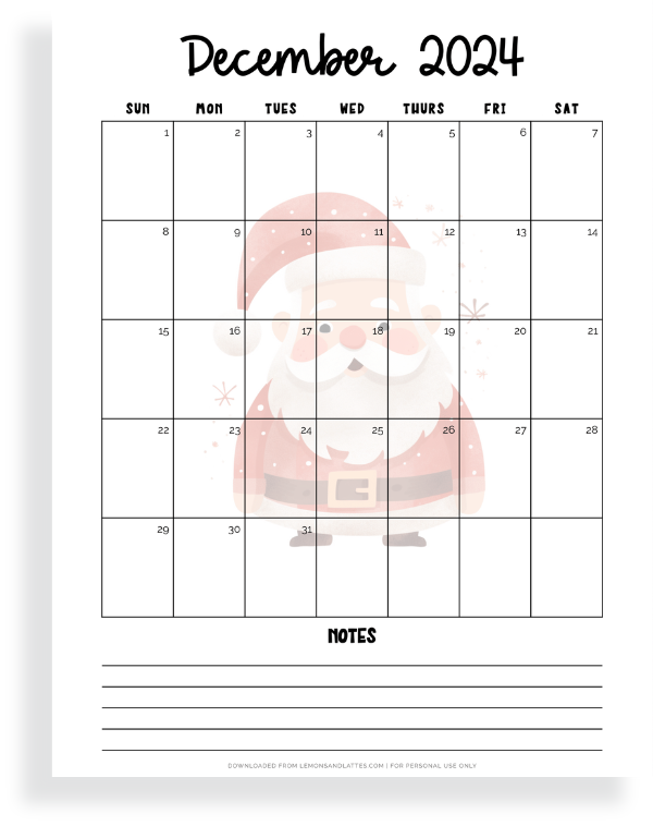 20 Cute December 20242025 Calendar Printables