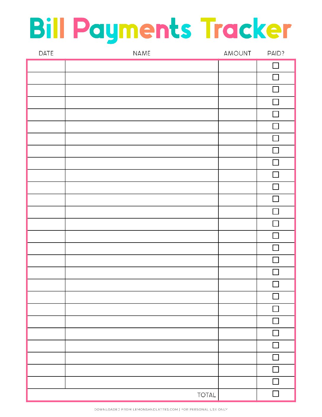 monthly-bill-tracker-printable9 - Lemons & Lattes