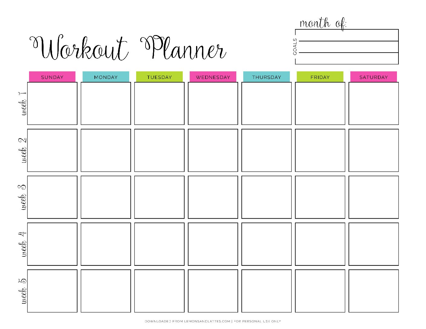 monthly-workout-planner18 - Lemons & Lattes