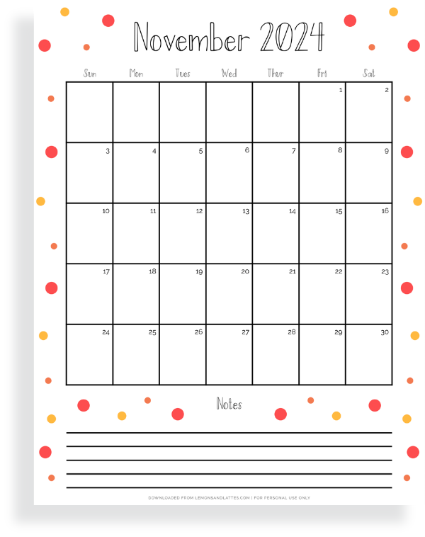 20 Cute Printable November 20242025 Calendars