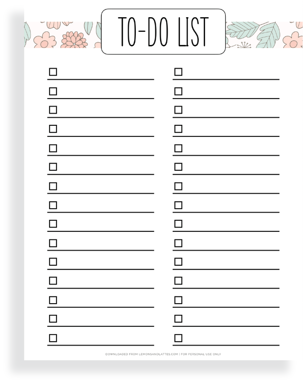 printable to do list