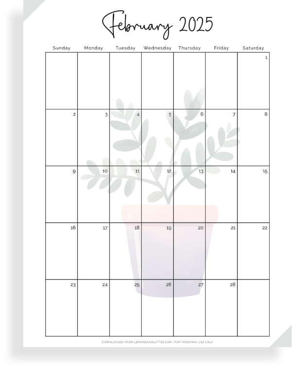 20 Cute February 2025 Calendar Printables