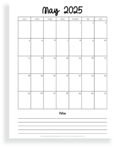 20 Cute May 2025 Calendar Printables