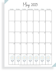 20 Cute May 2025 Calendar Printables