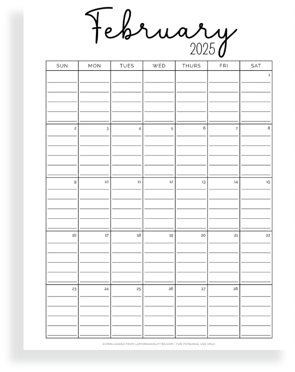 Free Printable 2025 Minimalist Calendars