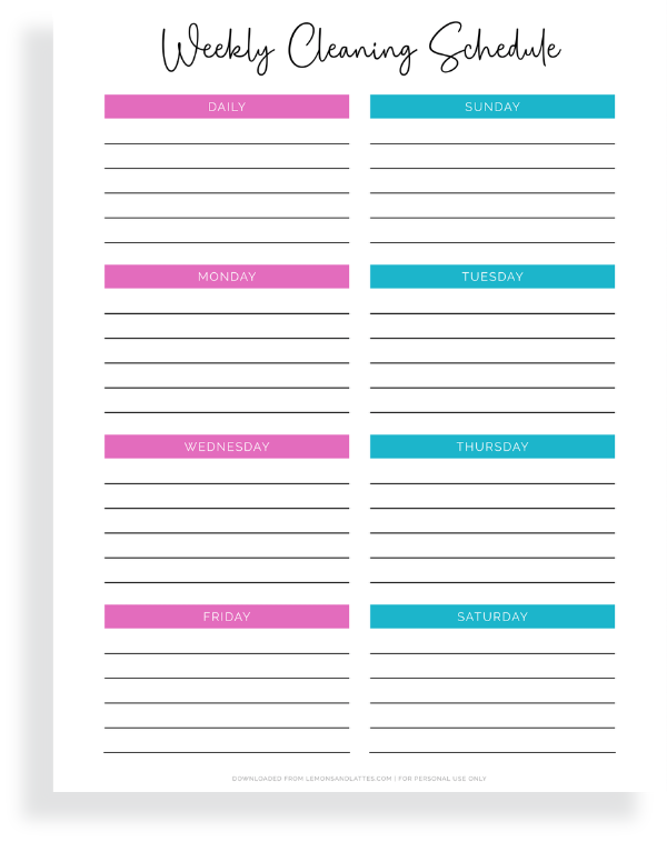 weekly cleaning checklist