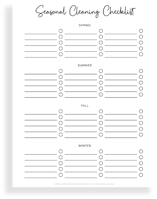 seasonal cleaning checklist