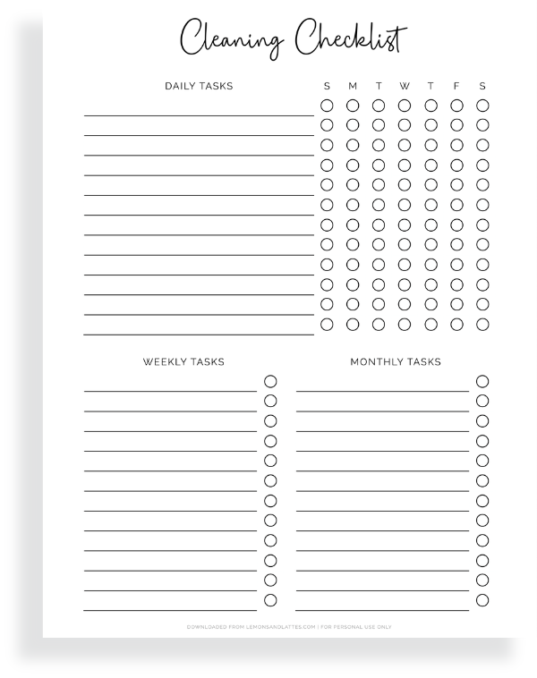 cleaning checklist