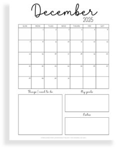 December monthly planner 2025