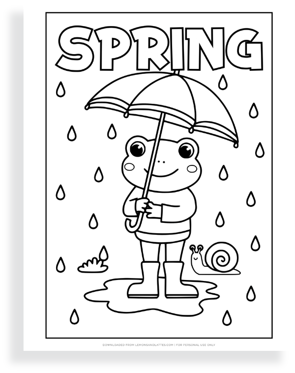 spring frog coloring page